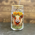 16oz Clear Beer Can Glass with Bamboo Lid and Straw - Choose your state Coo!
