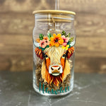 16oz Clear Beer Can Glass with Bamboo Lid and Straw - Choose your state Coo!