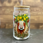 16oz Clear Beer Can Glass with Bamboo Lid and Straw - Choose your state Coo!