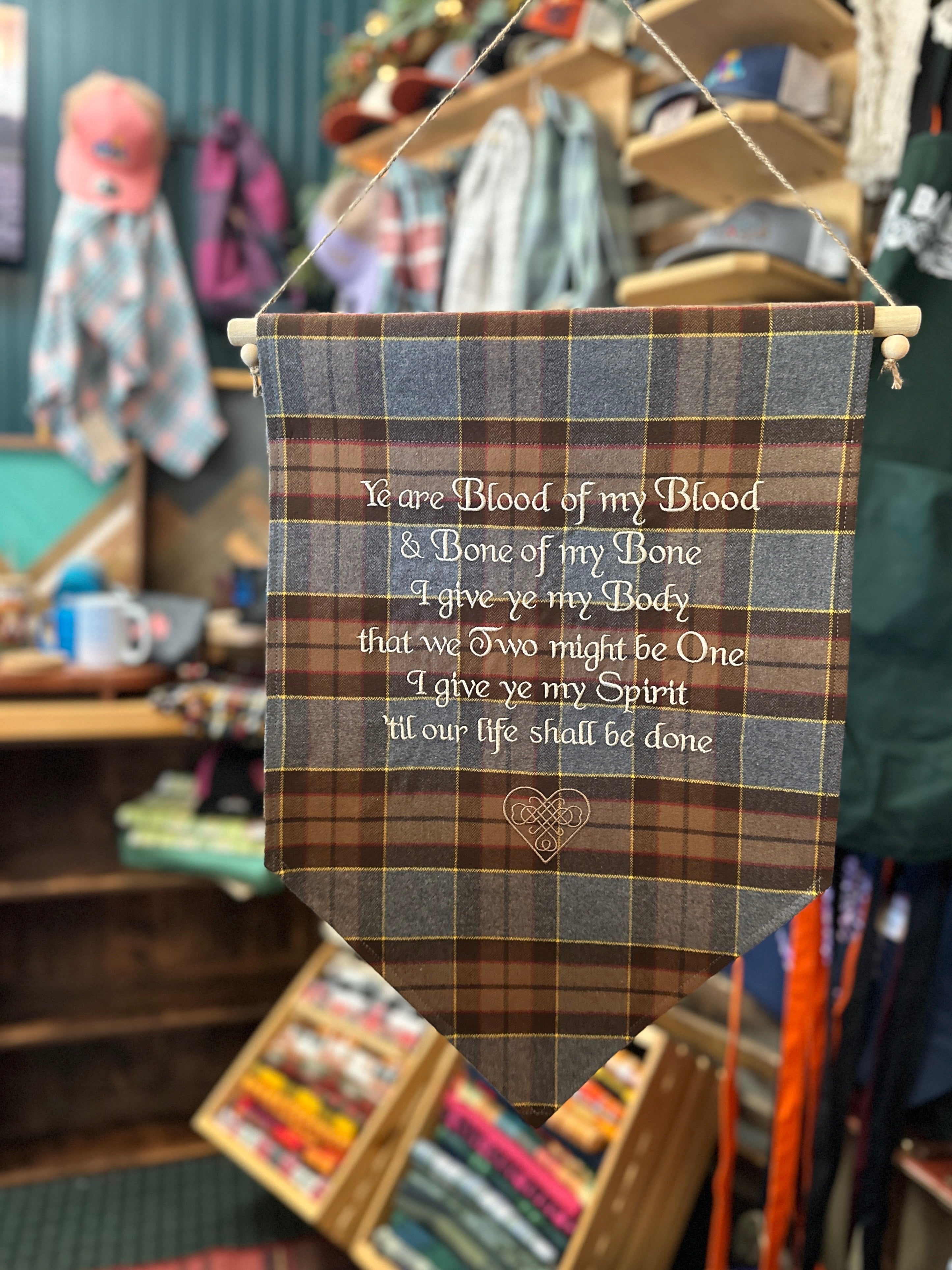 For let amorous kisses dwell... Outlander Quote Inspired Embroidered Banner Wall Hanging