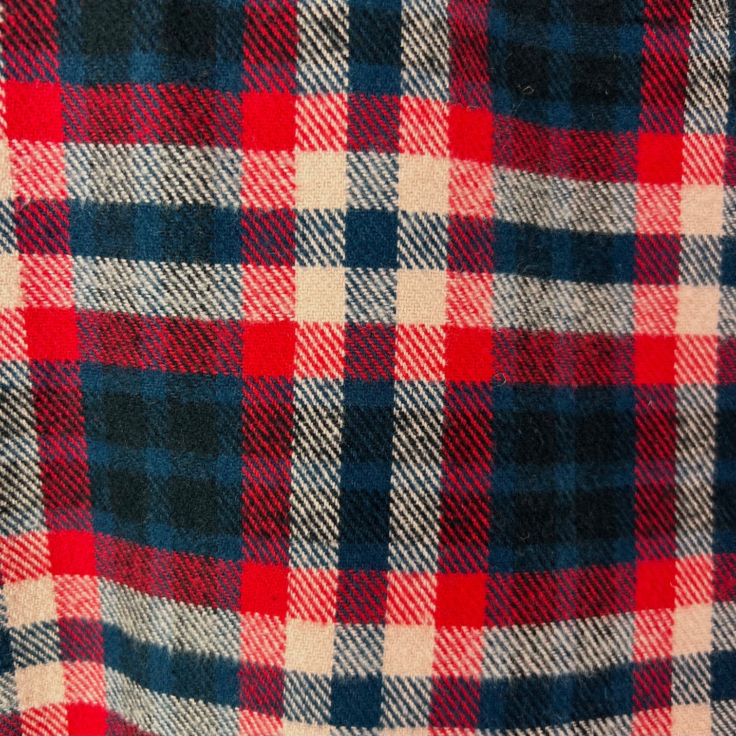 Royal Navy, Red, Black and Creamy White Plaid Flannel Infinity or Blanket Scarf