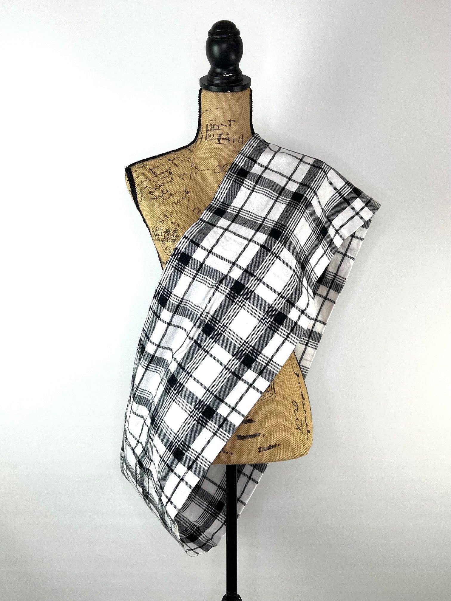 White and Black Plaid Flannel Infinity or Blanket Scarf