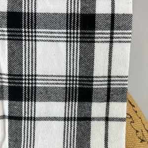 White and Black Plaid Flannel Infinity or Blanket Scarf