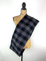 Classic Buffalo Plaid in Charcoal Grey and Black Flannel Infinity or Blanket Scarf