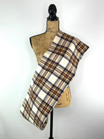 Cream, Dark Brown, Rust and Pale Yellow Plaid Flannel Infinity or Blanket Scarf