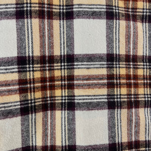 Cream, Dark Brown, Rust and Pale Yellow Plaid Flannel Infinity or Blanket Scarf