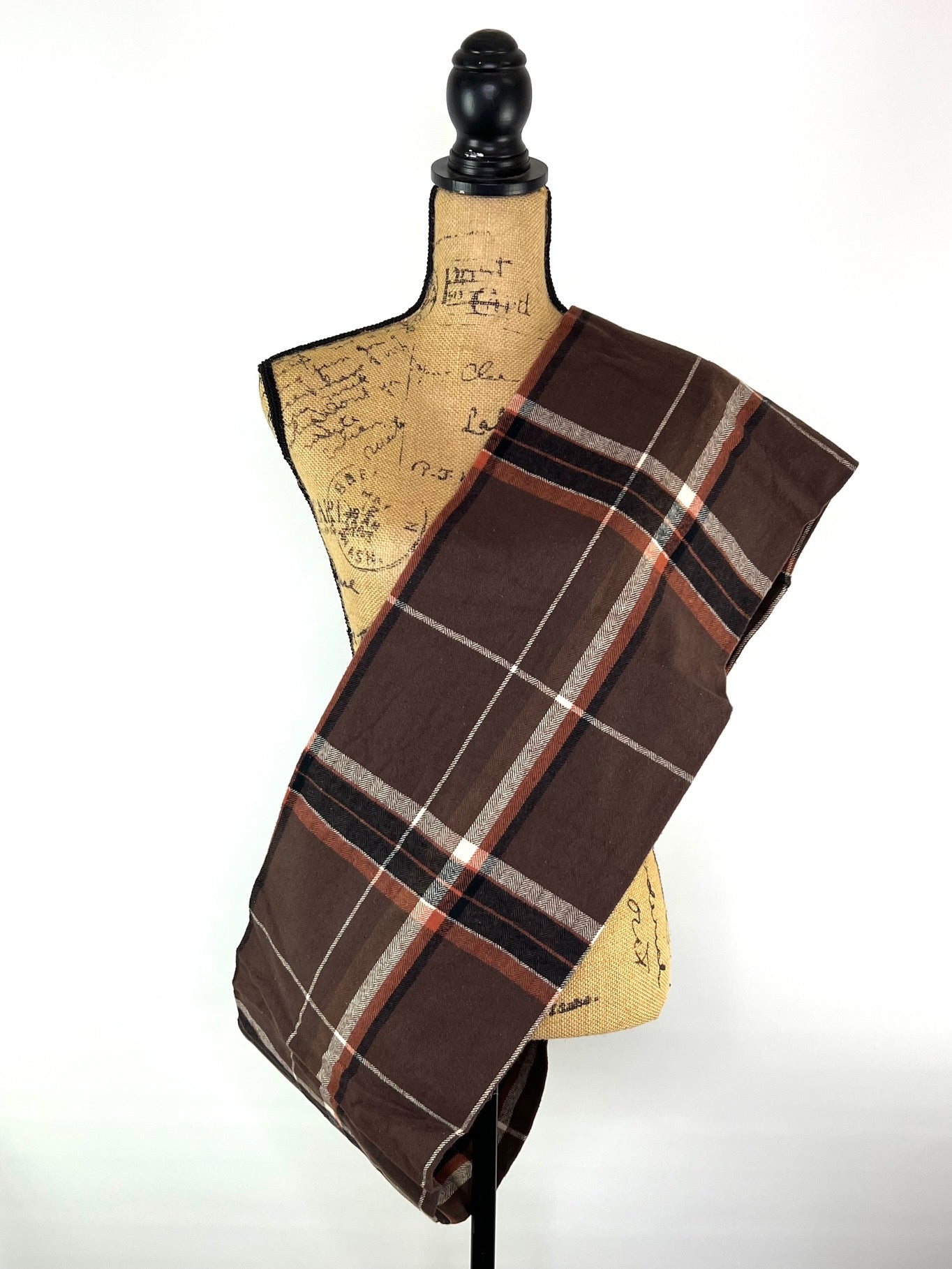 Mocha Spice Plaid - Milk Chocolate Brown, Copper Orange, Black and Cream Plaid Flannel Infinity or Blanket Scarf