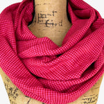 Red and Bright Pink Houndstooth Plaid Flannel Infinity or Blanket Scarf