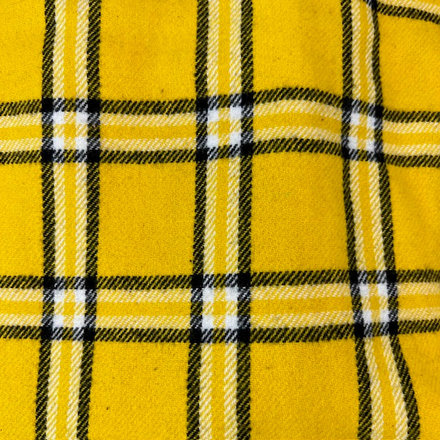 Sunflower Yellow Plaid - Hues of Sunflower Yellow, Black and White Accent Flannel Infinity or Blanket Scarf