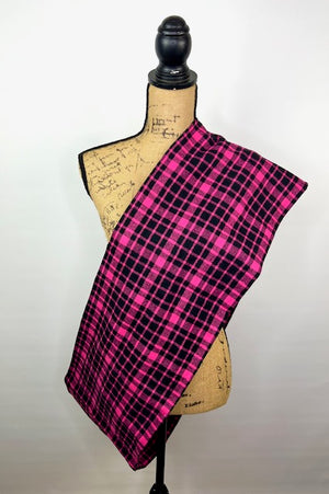 Bright Pink and Black Plaid Flannel Infinity or Blanket Scarf