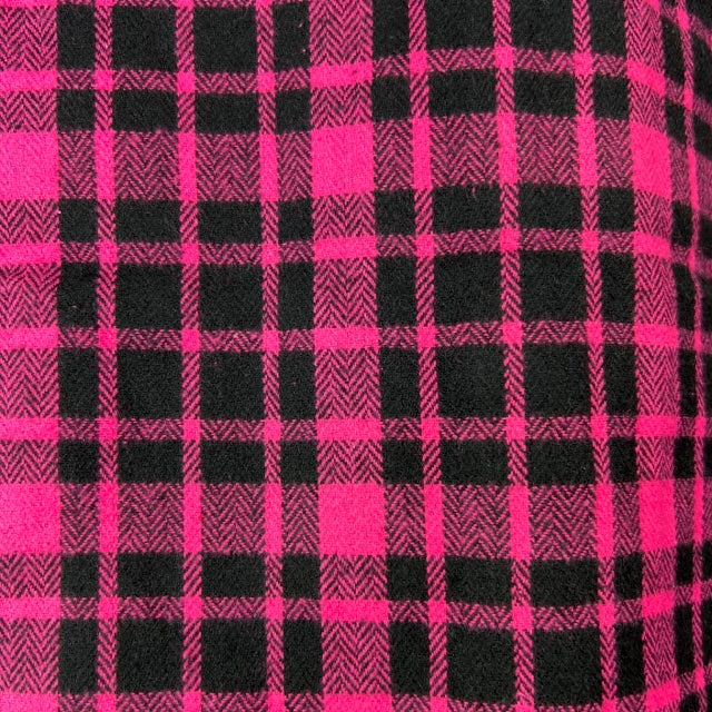 Bright Pink and Black Plaid Flannel Infinity or Blanket Scarf