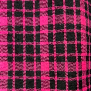 Bright Pink and Black Plaid Flannel Infinity or Blanket Scarf