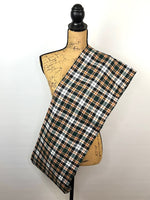 Black, White, Caramel and Pale Pink Plaid Flannel Infinity or Blanket Scarf
