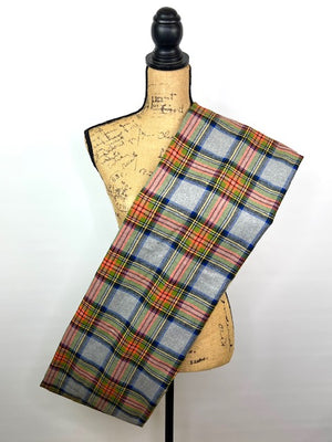Tartan in Heather Gray with Emerald Green, Persimmon Orange, and Royal Navy Plaid Flannel Infinity or Blanket Scarf