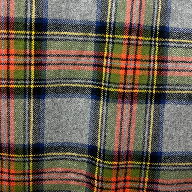 Tartan in Heather Gray with Emerald Green, Persimmon Orange, and Royal Navy Plaid Flannel Infinity or Blanket Scarf
