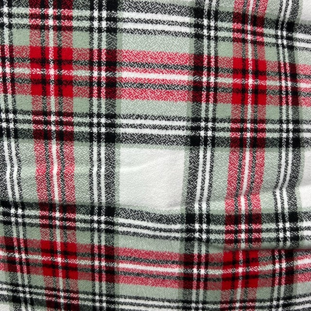 Subtle Christmas Tartan with Light Minty Sage and Red Luxe Collection Plaid Infinity and Blanket Scarves