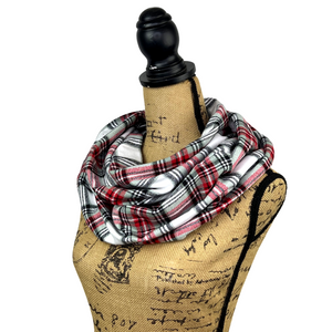 Subtle Christmas Tartan with Light Minty Sage and Red Luxe Collection Plaid Infinity and Blanket Scarves