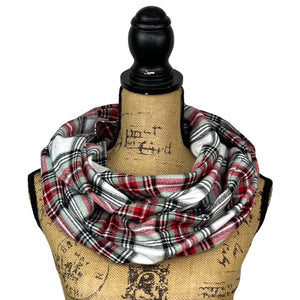 Subtle Christmas Tartan with Light Minty Sage and Red Luxe Collection Plaid Infinity and Blanket Scarves