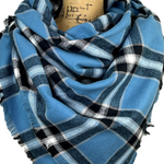 Dusty Blue, Black, White and Tan Plaid Flannel Infinity or Blanket Scarf