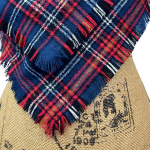 Tartan in Rich Navy, Red, White, Black and Mustard Yellow Plaid Flannel Infinity or Blanket Scarf