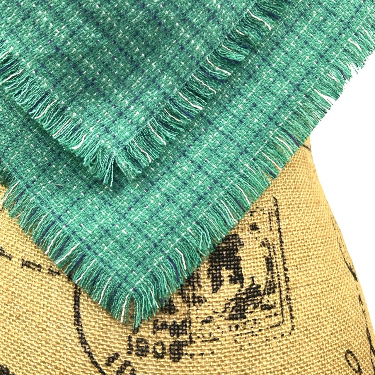 Seafoam Green Small Check with Dusty Blue and White Plaid Flannel Infinity or Blanket Scarf