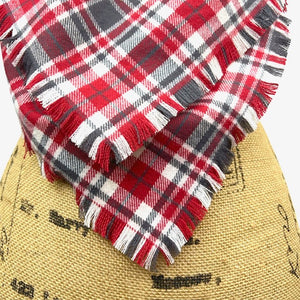 Red, Charcoal Grey and White Plaid Flannel Infinity or Blanket Scarf