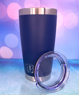 Sassy Lassie Messy Bun Saltire Flag Aviators Laser Engraved Powder Coated 20oz Double Walled Insulated Tumbler