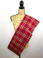 Tartan of Deep Berry Red, Tan and Black Luxe Collection Plaid Infinity and Blanket Scarves