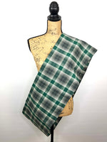 Luxe Collection Warm Dark Grey, Emerald and Creamy White Plaid Infinity and Blanket Scarves