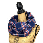 Luxe Collection Navy, Dusty Blue, Persimmon and Cream Plaid Infinity and Blanket Scarves
