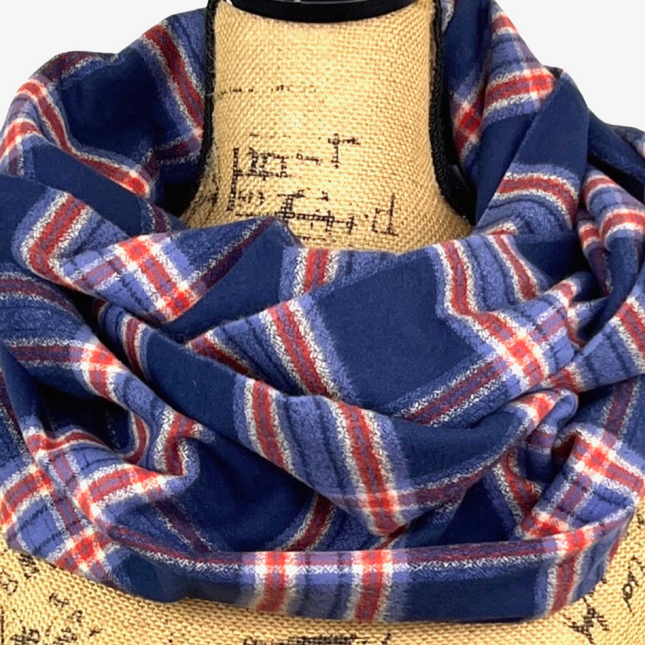 Luxe Collection Navy, Dusty Blue, Persimmon and Cream Plaid Infinity and Blanket Scarves