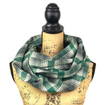 Warm Dark Grey, Emerald and Creamy White Luxe Collection Plaid Infinity and Blanket Scarves