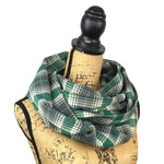 Luxe Collection Warm Dark Grey, Emerald and Creamy White Plaid Infinity and Blanket Scarves