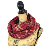 Tartan of Deep Berry Red, Tan and Black Luxe Collection Plaid Infinity and Blanket Scarves