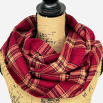 Tartan of Deep Berry Red, Tan and Black Luxe Collection Plaid Infinity and Blanket Scarves