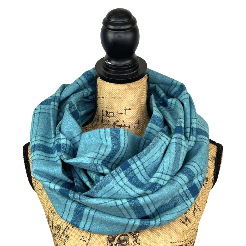 Luxe Collection Shades of Teal Plaid Infinity and Blanket Scarves