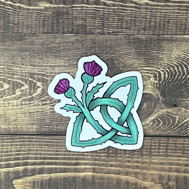 Scottish Thistle Celtic Trinity Knot 2 inch Sticker