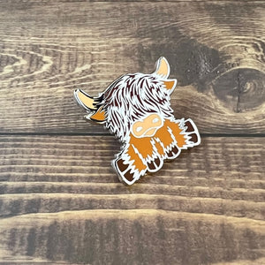 Cute Highland Coo Small Enamel Coated Metal Pins