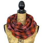 Pink and Orange Ombre Plaid Flannel Infinity or Blanket Scarf