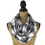 White and Black Plaid Flannel Infinity or Blanket Scarf