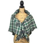 Warm Dark Grey, Emerald and Creamy White Luxe Collection Plaid Infinity and Blanket Scarves