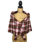 Luxe Collection Dark Chocolate, Red and White with Butterscotch Accent Plaid Infinity and Blanket Scarves