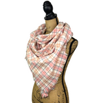 Luxe Collection Soft Pink and White with Accents of Rust and Grey Plaid Infinity and Blanket Scarves