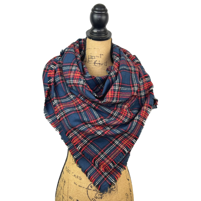 Tartan in Rich Navy, Red, White, Black and Mustard Yellow Plaid
