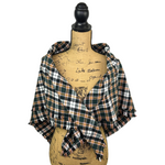 Black, White, Caramel and Pale Pink Plaid Flannel Infinity or Blanket Scarf