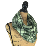 Dusty Matcha Green Plaid Flannel Infinity or Blanket Scarf