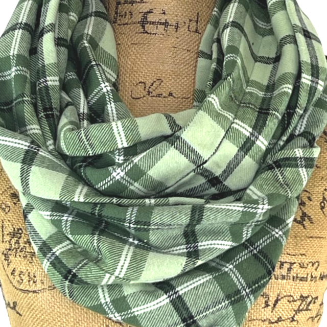 Dusty Matcha Green Plaid Flannel Infinity or Blanket Scarf