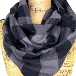 Classic Buffalo Plaid in Charcoal Grey and Black Flannel Infinity or Blanket Scarf