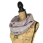 Soft Pink, Grey, Black and White Plaid Flannel Infinity or Blanket Scarf