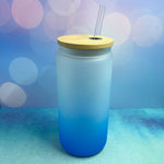 Sassy Lassie Messy Bun 18oz Frosted Beer Can Glass with Bamboo Lid and Straw
